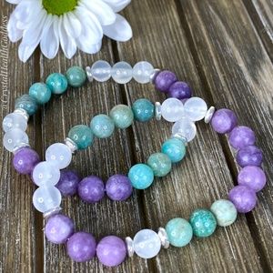 Selenite Amazonite Lepidolite Bracelet